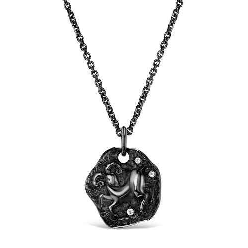 AARYAH | MINI ZODIAC MEDALLION 18KT Black Gold