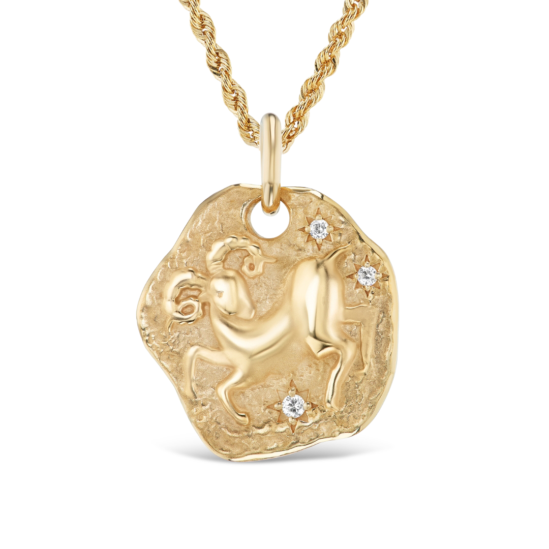 LARGE ZODIAC MEDALLION 18KT YELLOW GOLD