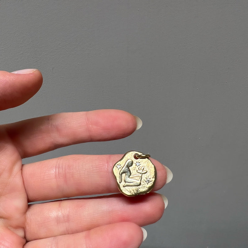 VIRGO 18KT YELLOW GOLD ZODIAC MEDALLION PENDANT