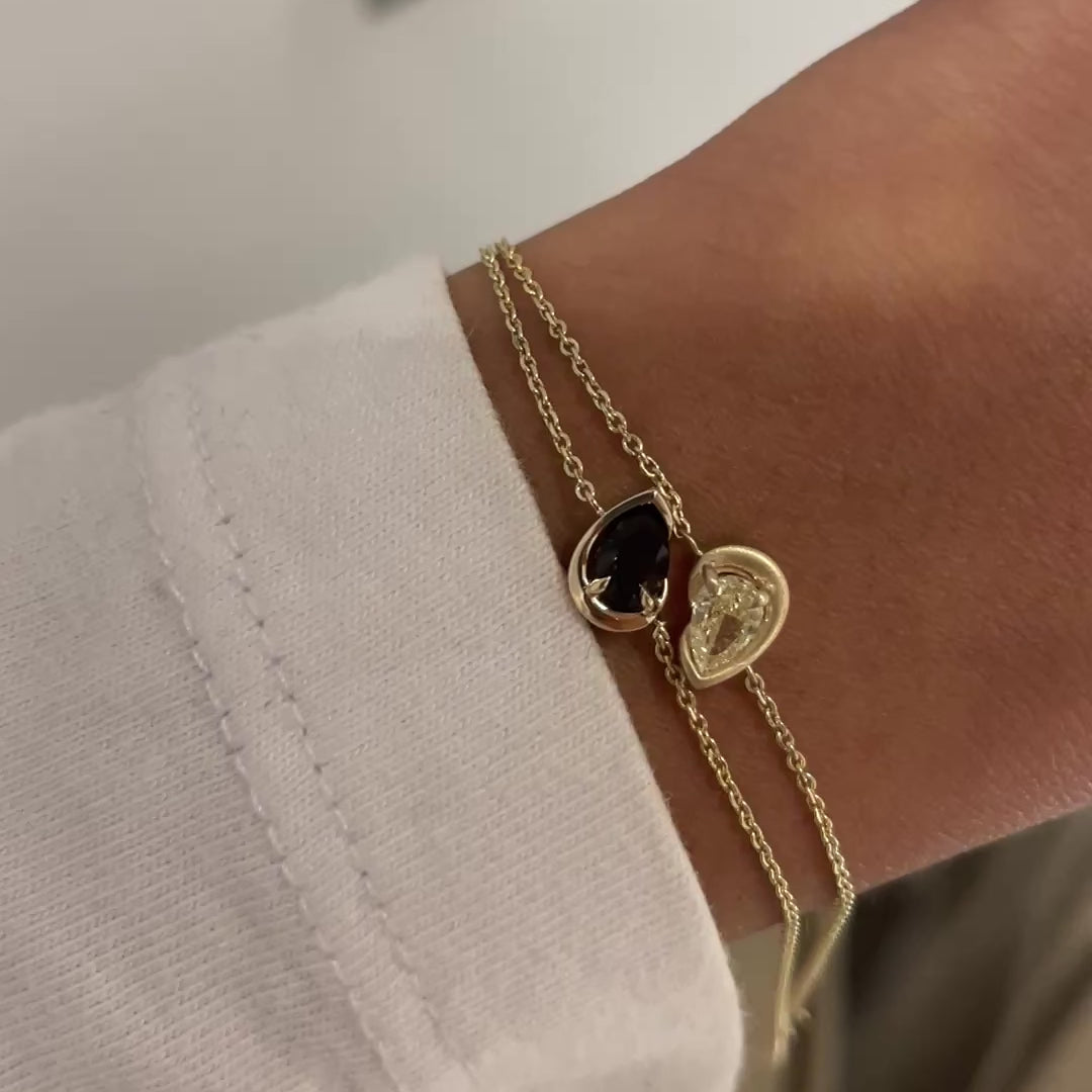 yellow diamond and smokey quartz BB Thelma Bracelets on wrist