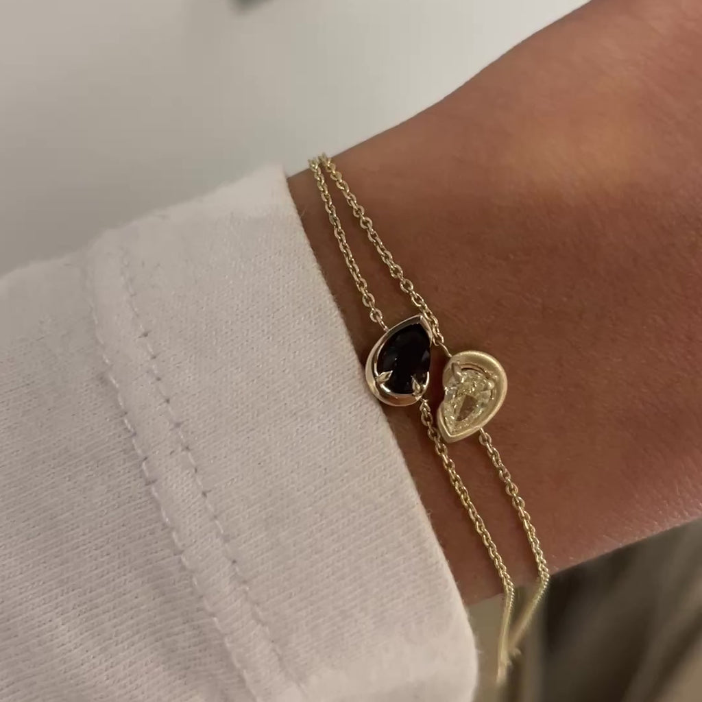 yellow diamond and smokey quartz BB Thelma Bracelets on wrist