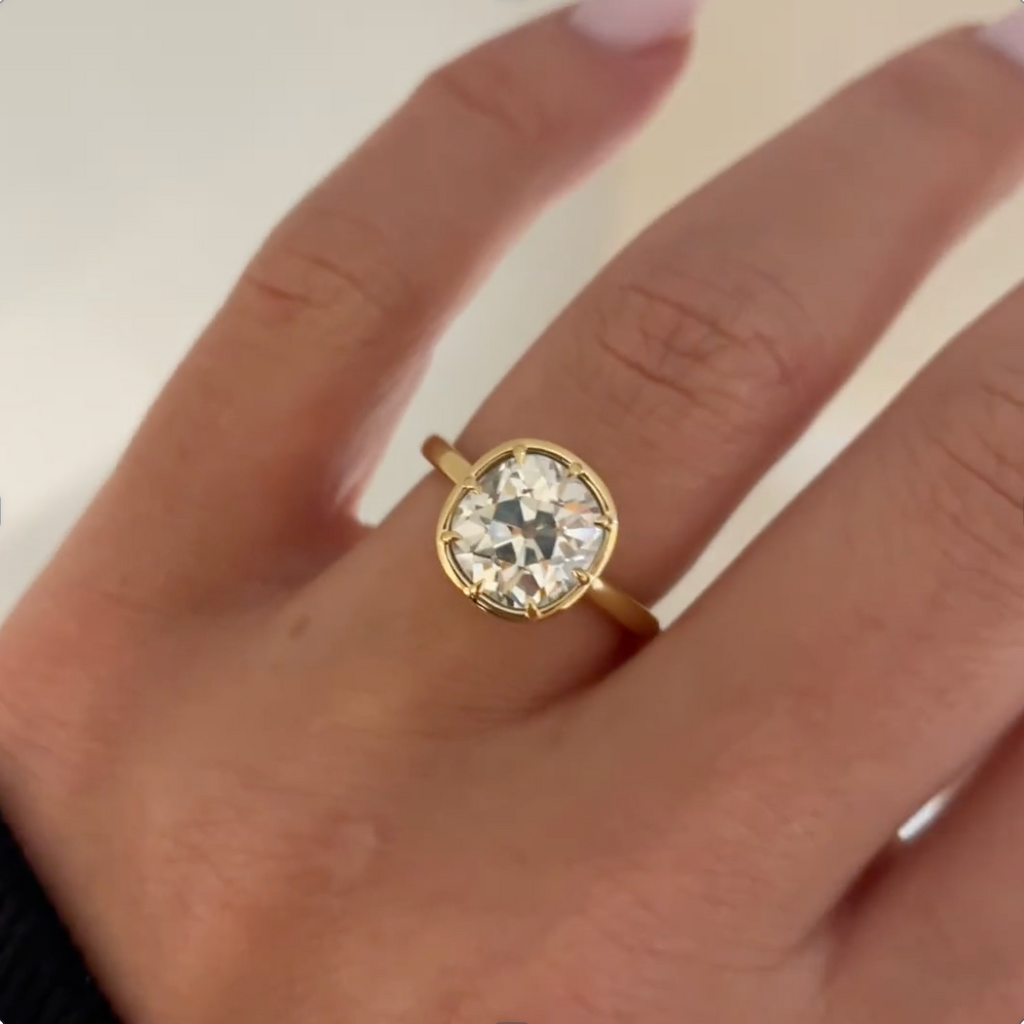 Uma Old Mine Engagement Ring On Hand