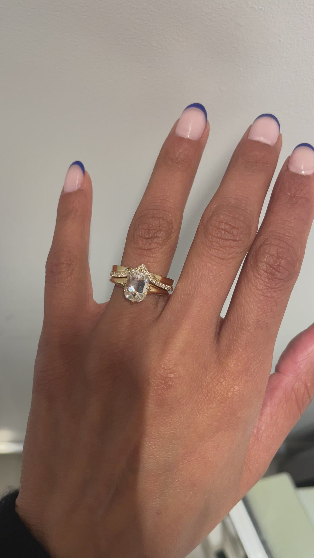 Petite V-shaped Cigar Wedding Band, on finger, video
