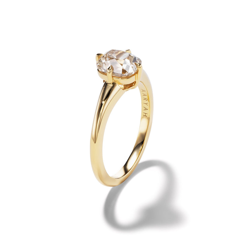 Mae engagement ring with 1.51 carat light brown diamond on 18kt yellow gold band - side view