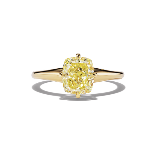 Classic MAE Ring with 2.3 fancy yellow diamond in a 18kt yellow gold setting