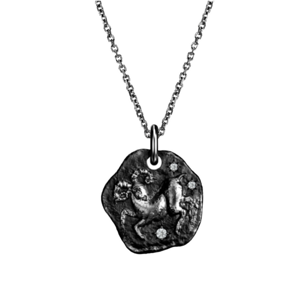 *NEW* MINI ARIES ZODIAC MEDALLION - Black