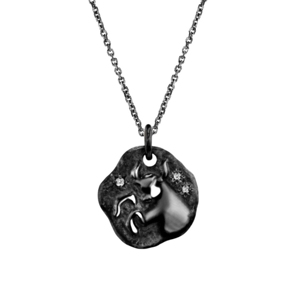 *NEW* MINI TAURUS ZODIAC MEDALLION - Black