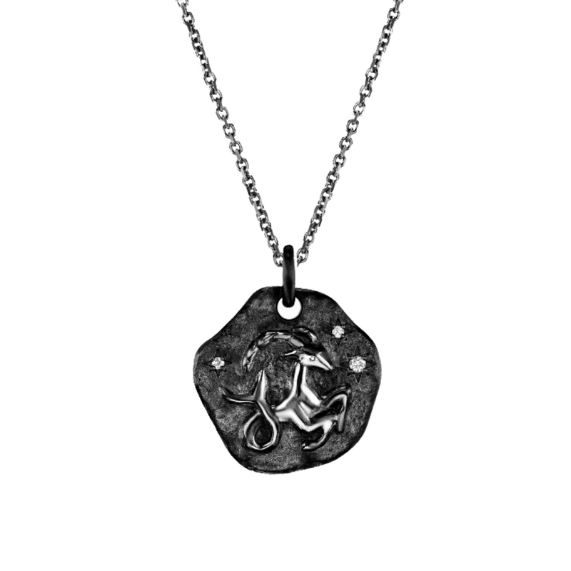 *NEW* MINI CAPRICORN ZODIAC MEDALLION - Black