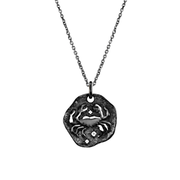 *NEW* MINI CANCER ZODIAC MEDALLION - Black