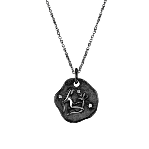 *NEW* MINI VIRGO ZODIAC MEDALLION - Black