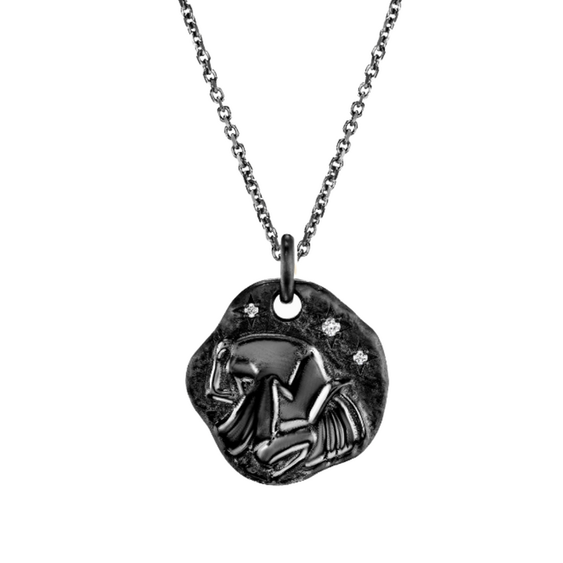 *NEW* MINI AQUARIUS ZODIAC MEDALLION - Black