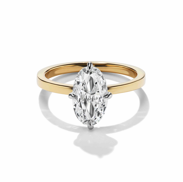 Elongated Oval Solitaire Ring, front view