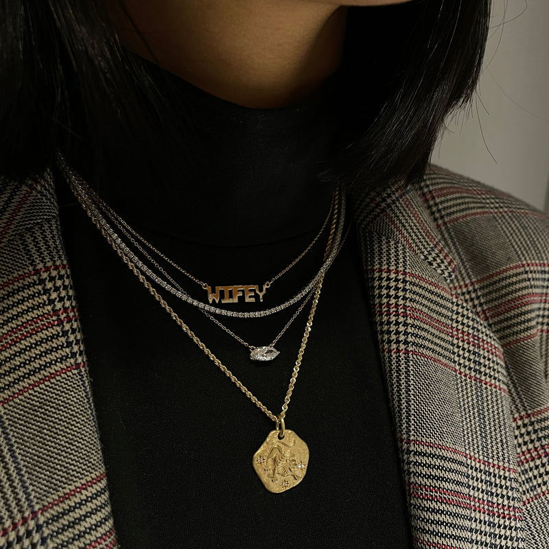 WIFEY Block Letter Name Plate Necklace