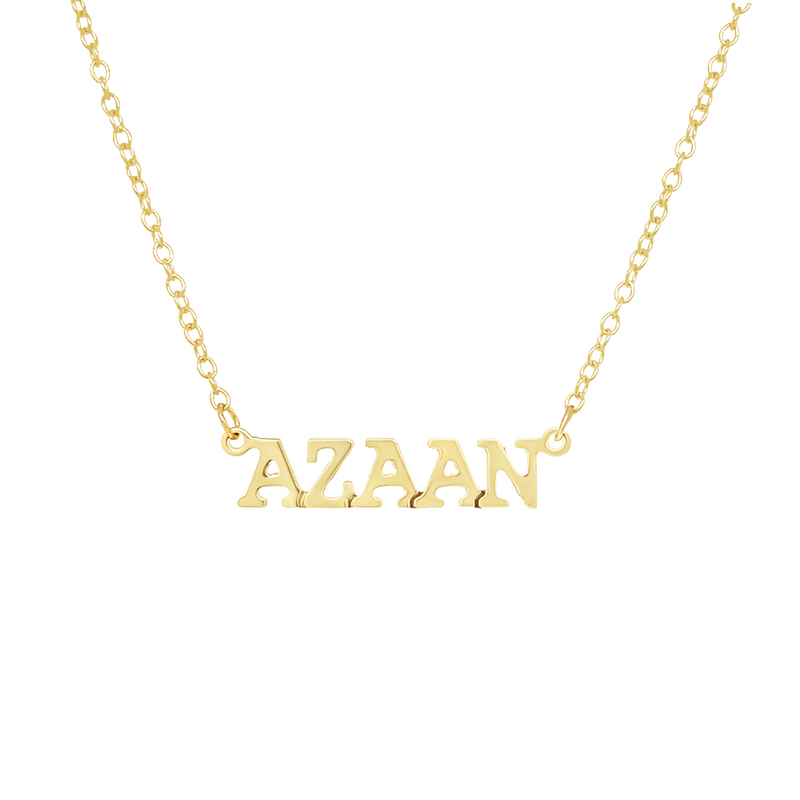 MENS COURIER BLOCK NAME PLATE NECKLACE
