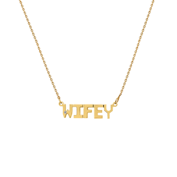 WIFEY Block Letter Name Plate Necklace