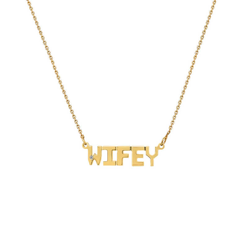 WIFEY Block Letter Name Plate Necklace